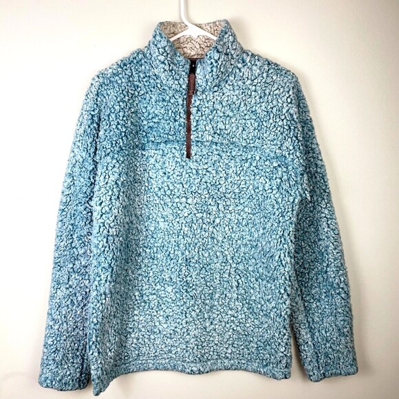American Outdoor Co True Grit Quarter Zip Blue Sherpa Fleece Pullover Women's XS - Picture 2 of 13